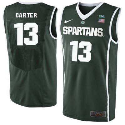 Men Ben Carter Michigan State Spartans #13 Nike NCAA Green Authentic College Stitched Basketball Jersey LQ50A05CX